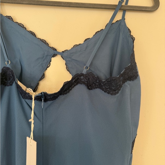 REFORMATION Blue Lace Trim Slip Dress - Picture 9 of 13